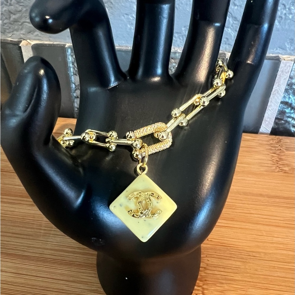 Gold Chain Bracelet with Charm